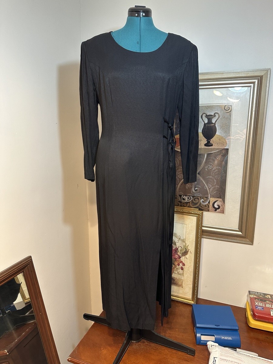 Jenny Buchanan Black Unlined Long Sleeve Maxi Dress Size 12 | eBay