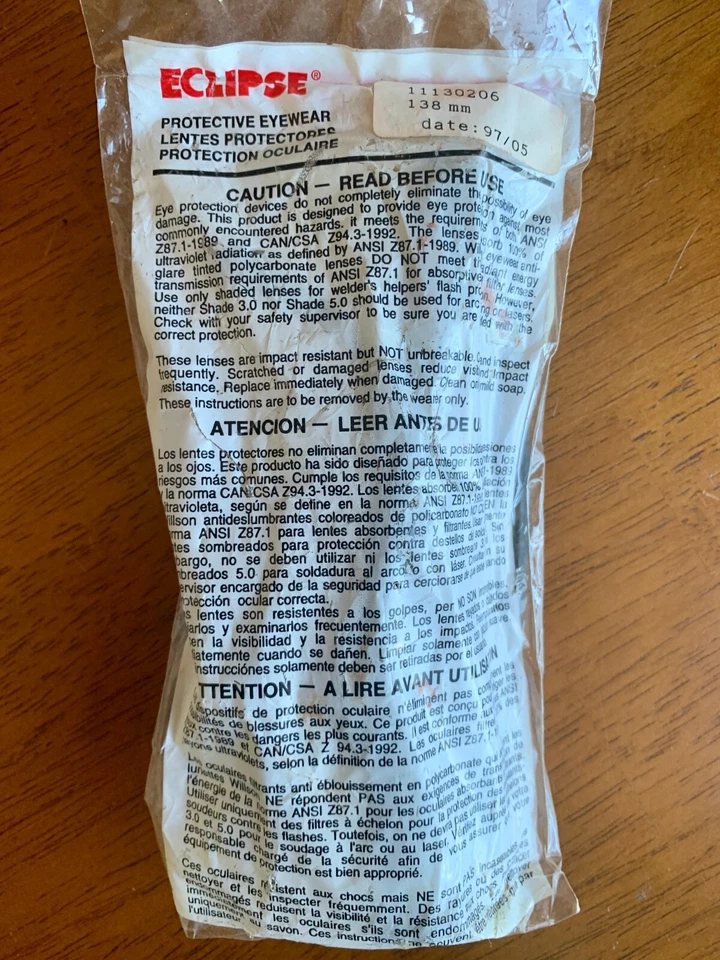 Vintage Willson Safety Glasses Protective Eyewear ~ Z87 #1113026 NEW - Image 2 of 3