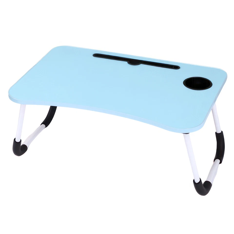 ICE ARMOR 2-PC Laptop Tray Lap Desk Stand Foldable Bed Table Cup Slot Blue - Image 2 of 4