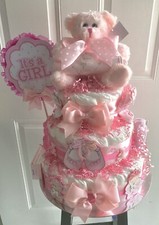Baby Girl 3 Tier Diaper Cake Diaper Cake Baby Girl Baby Gift 