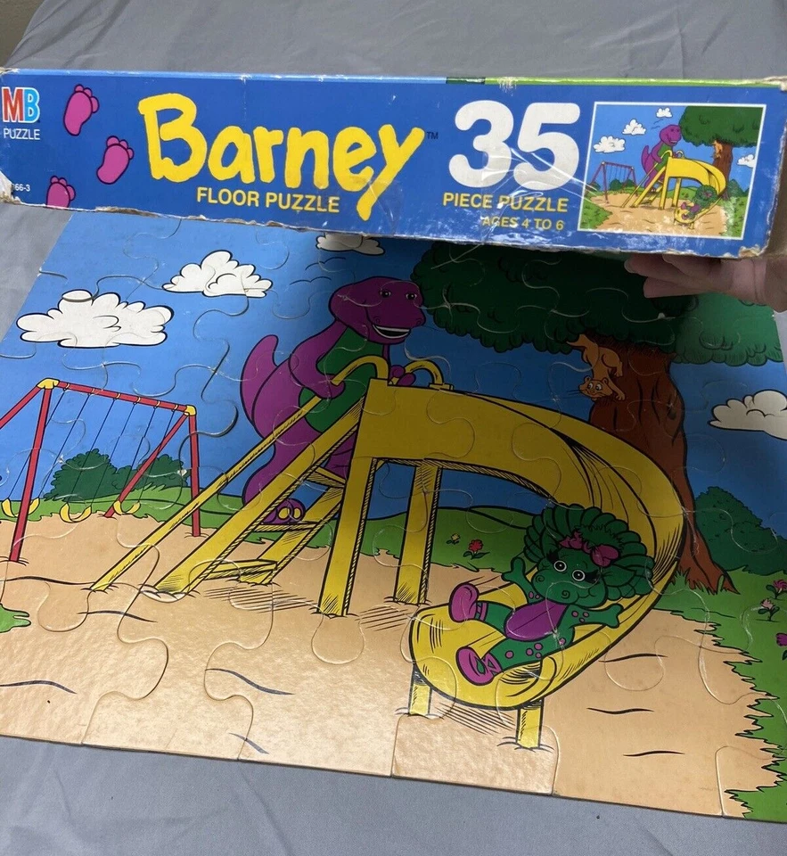 Vintage 1993 Milton Bradley Barney 35 Piece Floor Puzzle Complete - Image 2 of 4