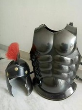 Medieval Reenactment Muscle Antique Armour Jacket With Roman Armor Helmet