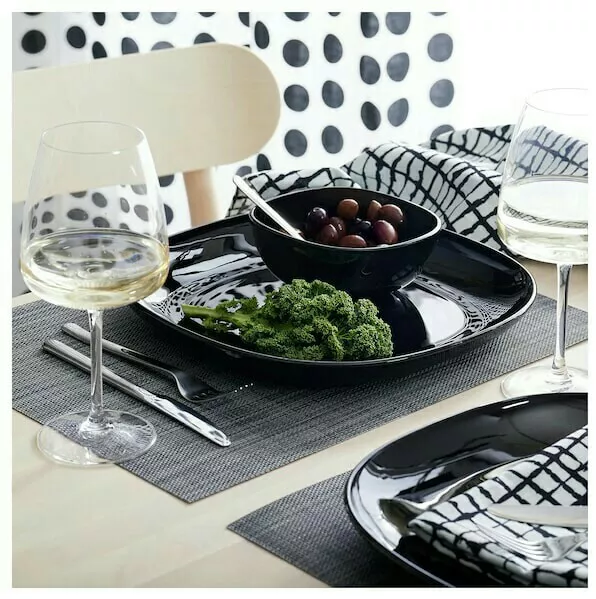 Dinner Set Dinnerware Square Black Plate Bowl Side Mug Tableware