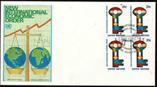 UN New York 1980 New International Economic Order FDC  - Block Of Four - MInt 2