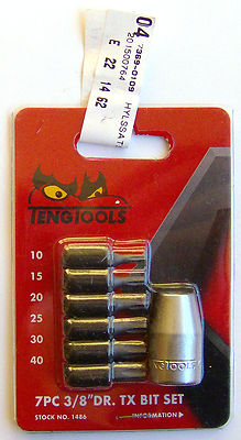 TENG TOOLS 1486 Tx Sockel Im Set Mit 1cm Drive 7PCS Bit Set 73690109