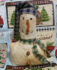 Primitive Snowman--Large shelf sitter, cupboard tuck, ornie