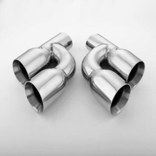 Pair Quad 3.5 3-12 Out Exhaust Tips Offset 2.5 In Dual Wall Stainless Steel Pair Quad 3.5 3-12 Out Exhaust Tips Offset 2.5 In Dual Wall Stainless Steel
