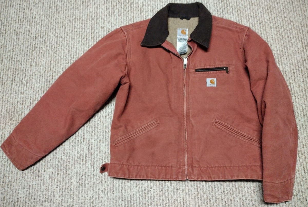 Carhartt Detroit Jacket Sz M Salmon Lined Women's Rare Retro 14608