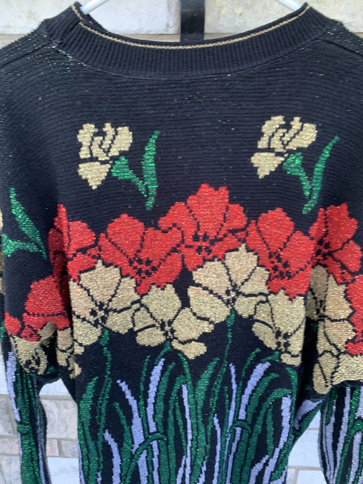 Nutcracker Ugly Christmas Sweater Floral Womens Plus size 2x Sparkly Lurex