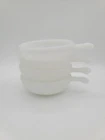 4 Vintage  Glasbake Oven Proof  Soup  Bowls with Handle White Milk Glass J2663