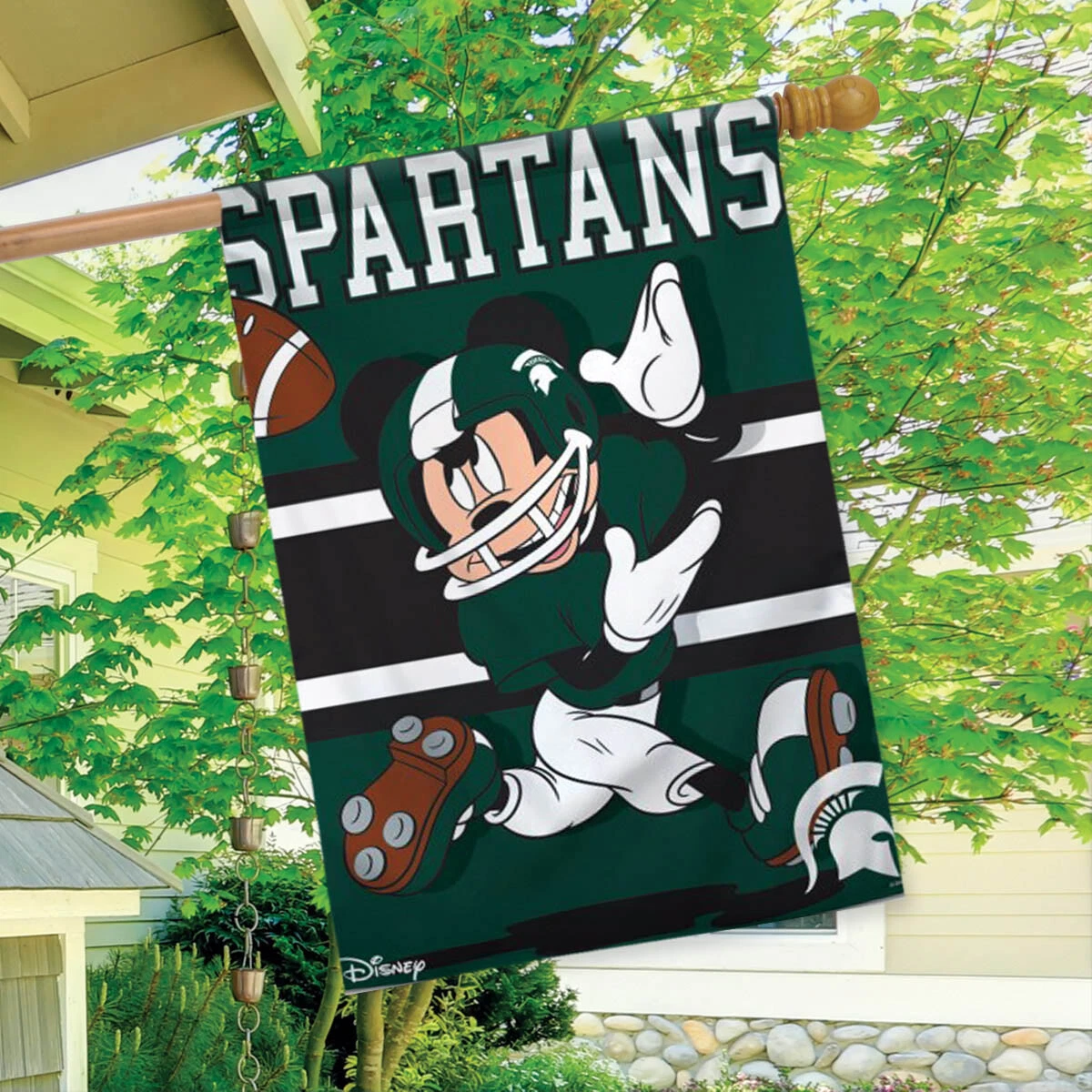 Michigan State University Spartans House Flag NCAA Mickey Mouse Licensed