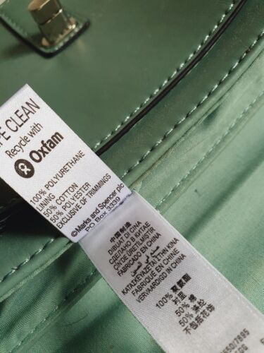 MARKS & SPENCER DESIGNER WOMENS GREEN VEGAN LEATHER SATCHEL CROSSBODY HANDBAG - Picture 9 of 12