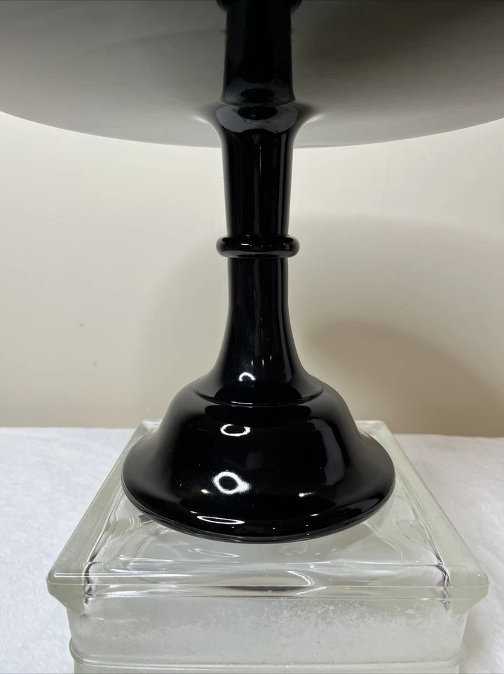 Mosser Negro Brillo Vidrio 9" Pedestal Pastel Plato Soporte, Boda, Restaurante Bonito Foto 2 de 4