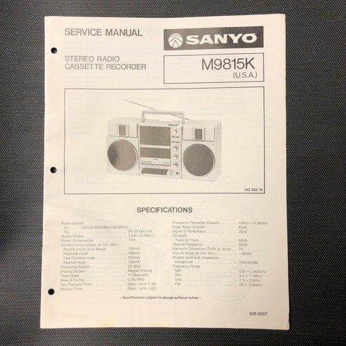 Sanyo M9815K Service Manual