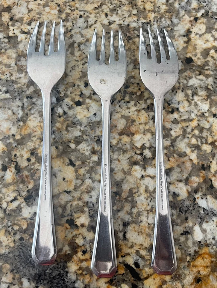 Lote de 3 cubiertos Supreme por toalla cena ensalada tenedor acero inoxidable Japón Foto 2 de 4