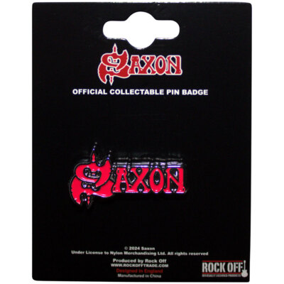SAXON - RED LOGO - LAPEL/HAT PIN - BRAND NEW - MUSIC SAXPIN01