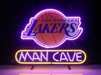 Los Angeles Lakers Man Cave 20''x16'' Neon Sign Light Lamp Bar Artwork Real Glass