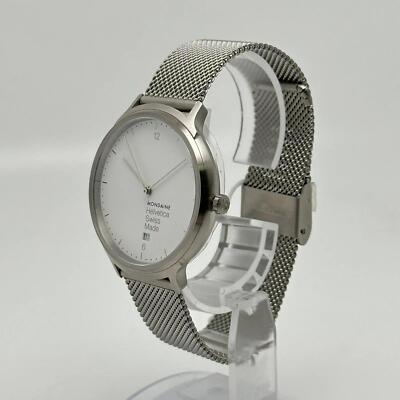 Mondaine Helvetica No1 Light 38mm Steel White Dial Mens Watch MH1