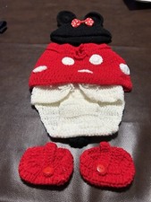 Disney Minnie Mouse Inspired Crochet Baby Outfit Newborn Prop Photography