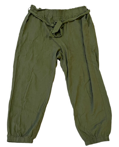 Ladies 2XL Dark Green Pants Pull On Elastic Waist Belted Pockets Shein Curve - Imagen 1 de 4