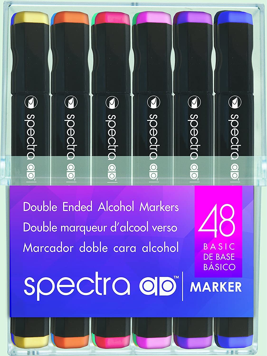Chartpak Spectra Ad Marker, Tri-Nib And Brush Dual-Tip, 48 B