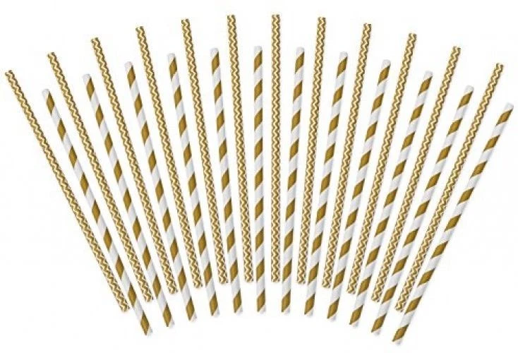  Pack Fiesta Lunares Dorados, Patrón Chevron y Rayas - Juego de 24 Platos de Papel  Foto 3 de 4