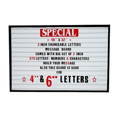 Big Changeable 2'' Letters Message Sign Menu Price Marquee Reader Board 48''x 32''