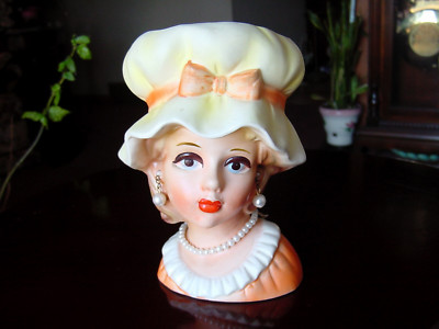 ViNTaGe 1960's INARCO E5882 Lady Head Vase Planter ~ BoNNeT HAT