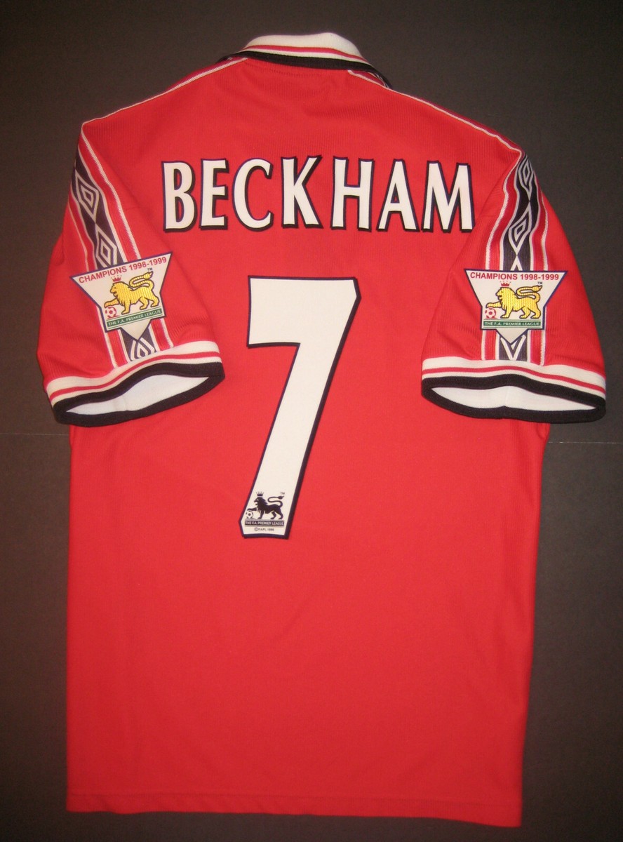 1998-1999 Umbro Manchester United David Beckham Home Jersey Shirt