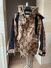 Gucci X Balenciaga Hacker Project Beige Jumbo Gg Utility Jacket Coat Size 38 New