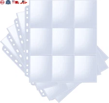 36-Pack Trading Card Sleeve Pages 9-Pocket Binder Sheets for Sports Game Cards