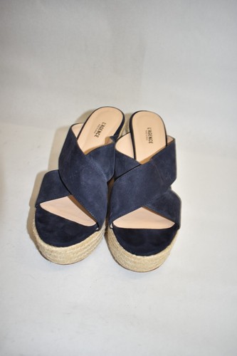 $500 L'AGENCE VALETTA LEATHER ESPADRILLE WEDGE SANDAL BLUE PLATFORM 37.5 (TC6) - Picture 3 of 8