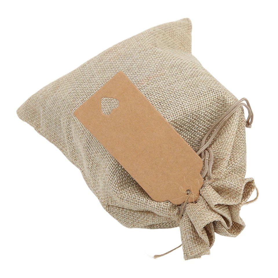 10 Piezas Pequeñas Bolsas de Arpillera Estilo Bohemio Pequeñas Bolsas con Cordón para Regalo Joyería Foto 2 de 4