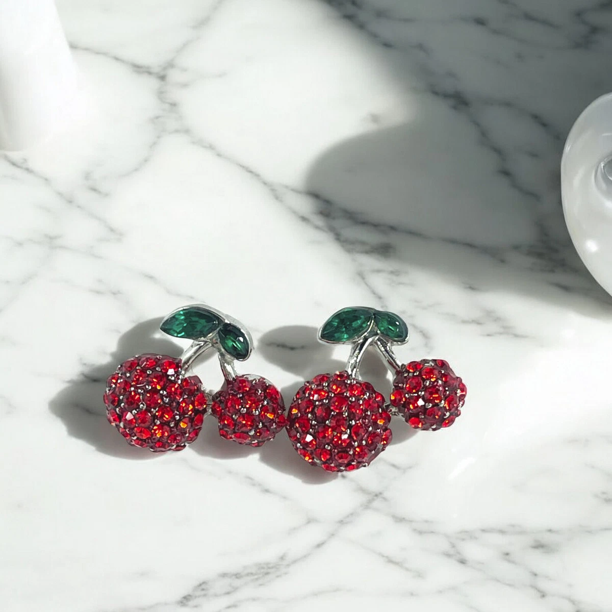 Santuzza 925 Sterling Silver Cherry Earrings Green Spinel Cubic Zirconia Tree Branches Dangle Earrings for Women : Buy Online at Best Price in KSA - Souq is now