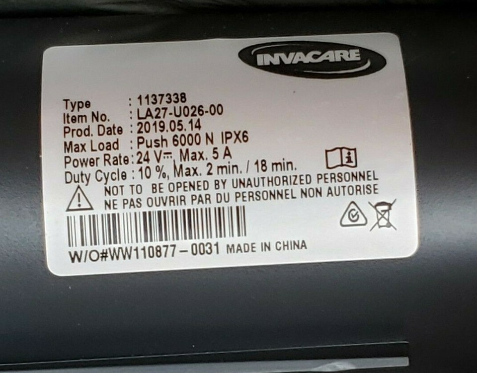 Invacare Electric Hospital Bed Motor Actuator 1137338 LA27-U026 NEW to ...