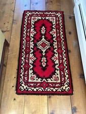 Handmade Latch Hooked Colorful Rug 52" X 27"