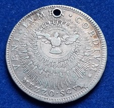 1/2 SCUDO (FORATO) STATO PONTIFICIO MEZZO SCV. MDCCLXXIV SEDE VACANTE 1774  ROMA