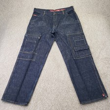 Y2K Vintage Skater Baggy Ecko Unltd Jeans Admiral Cargo Whiskers 40x32 (RARE)