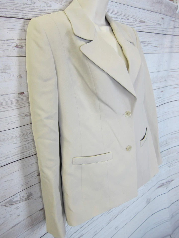 Linda Allard Ellen Tracy Petite Mujer Vestido Taupe Traje Chaqueta Pantalones Talla 12P Foto 3 de 4