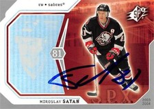 Miroslav Satan autographed Hockey Card (Buffalo Sabres) 2003 Upper Deck SPX #10