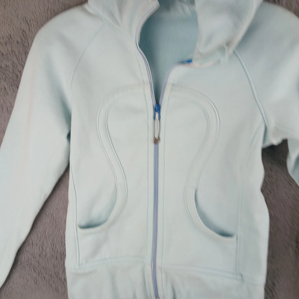 Sudadera con capucha de buceo Lululemon para mujer talla 4 Aqua cremallera completa ropa deportiva Foto 2 de 4