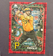Topps 2024 Holiday Jared Triolo Rookie Card H188 Plaid Parallel Pirates. rookie card picture