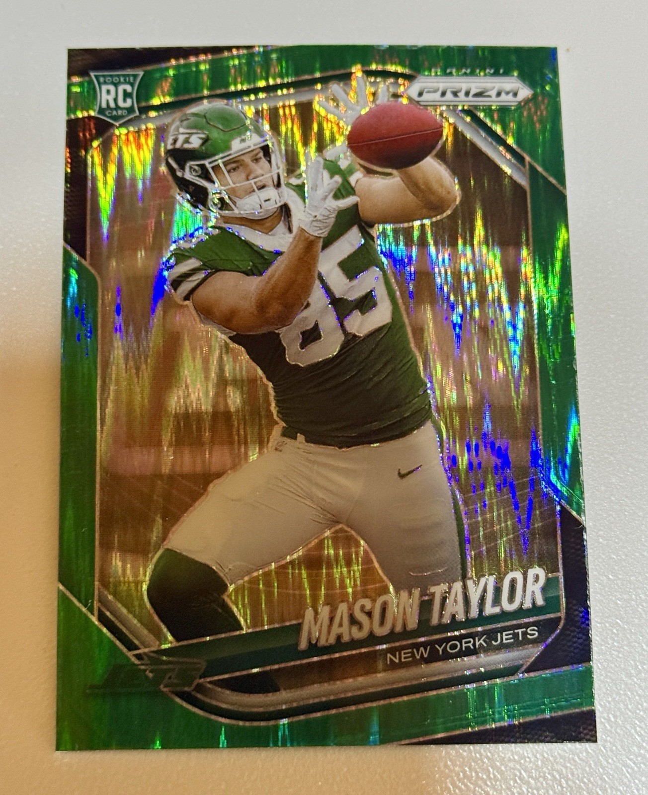 2025 Panini Prizm Rookies Mason Taylor #329 Green Flash Prizm (RC) NEW YORK JETS