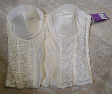 Dominique Women  s Lace Longline Corset Bustier Bra 8949   Strapless Ivory 44DD