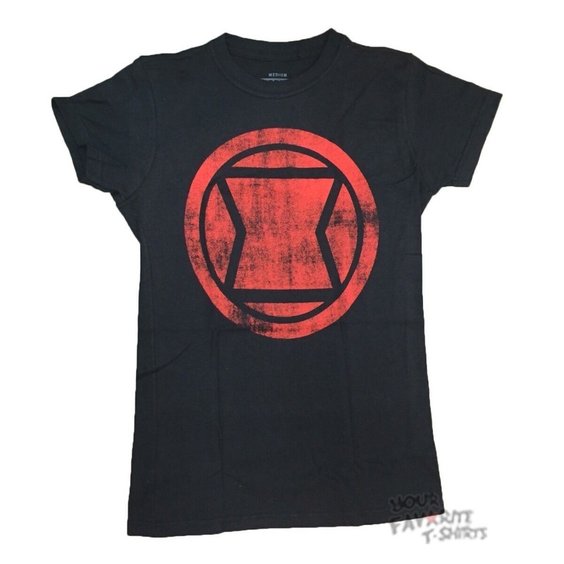 Avengers Black Widow Distressed Symbol Marvel Comics Junior T-Shirt Size M