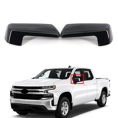 2pcs Black Rearview Mirror Cover Decor For Chevy Silverado Sierra 1500 2019-2022