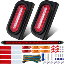 6" Oval LED Trailer Tail Lights Kit 2Pcs 13.8" Light Bar 5-Pin Wiring Harness