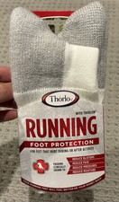 Thorlo Foot Protection Running Crew Socks Unisex White Gray Size 5.5-8.5M