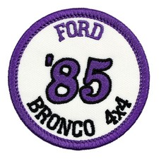 1985 Ford Bronco 4x4 Embroidered Patch Ivory/Purple Iron-On Sew-On Hat Backpack