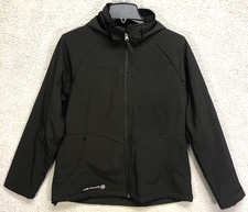 Free Country Midweight Softshell Jacket Womens Large Black Detachable Hood Zip